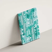 Teal Hawaii Tapa Pattern Canvas Wall Art With Heliconia Vintage Style LT05 - Polynesian Pride
