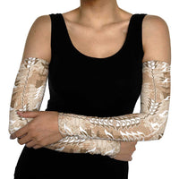 Beige Hawaii Tapa Pattern Arm Sleeves With Heliconia Vintage Style LT05 - Polynesian Pride