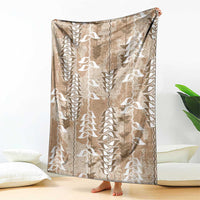 Beige Hawaii Tapa Pattern Blanket With Heliconia Vintage Style LT05 - Polynesian Pride