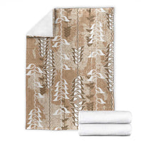 Beige Hawaii Tapa Pattern Blanket With Heliconia Vintage Style LT05 - Polynesian Pride
