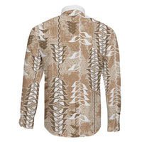 Beige Hawaii Tapa Pattern Family Matching Off Shoulder Short Dress and Hawaiian Shirt With Heliconia Vintage Style LT05 - Polynesian Pride