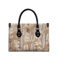 Beige Hawaii Tapa Pattern Leather Bag With Heliconia Vintage Style LT05 - Polynesian Pride