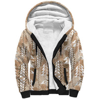 Beige Hawaii Tapa Pattern Sherpa Hoodie With Heliconia Vintage Style LT05 Unisex Beige - Polynesian Pride