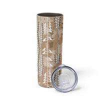 Beige Hawaii Tapa Pattern Skinny Tumbler With Heliconia Vintage Style LT05 - Polynesian Pride