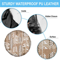 Beige Hawaii Tapa Pattern Spare Tire Cover With Heliconia Vintage Style LT05 - Polynesian Pride