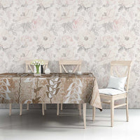 Beige Hawaii Tapa Pattern Tablecloth With Heliconia Vintage Style LT05 - Polynesian Pride