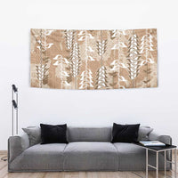 Beige Hawaii Tapa Pattern Tapestry With Heliconia Vintage Style LT05 - Polynesian Pride