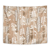 Beige Hawaii Tapa Pattern Tapestry With Heliconia Vintage Style LT05 - Polynesian Pride