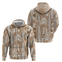 Beige Hawaii Tapa Pattern Zip Hoodie With Heliconia Vintage Style LT05 - Polynesian Pride