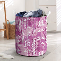 Magenta Hawaii Tapa Pattern Laundry Basket With Heliconia Vintage Style LT05 Magenta - Polynesian Pride