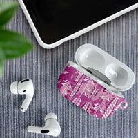 Magenta Hawaii Tapa Pattern AirPods Case With Heliconia Vintage Style LT05 - Polynesian Pride