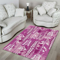 Magenta Hawaii Tapa Pattern Area Rug With Heliconia Vintage Style LT05 - Polynesian Pride