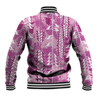 Magenta Hawaii Tapa Pattern Baseball Jacket With Heliconia Vintage Style LT05 - Polynesian Pride