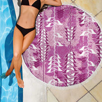 Magenta Hawaii Tapa Pattern Beach Blanket With Heliconia Vintage Style LT05 - Polynesian Pride