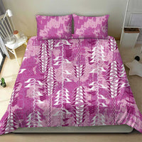 Magenta Hawaii Tapa Pattern Bedding Set With Heliconia Vintage Style LT05 - Polynesian Pride