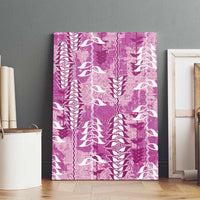 Magenta Hawaii Tapa Pattern Canvas Wall Art With Heliconia Vintage Style LT05 - Polynesian Pride