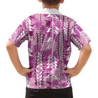 Magenta Hawaii Tapa Pattern Family Matching Short Sleeve Bodycon Dress and Hawaiian Shirt With Heliconia Vintage Style LT05 - Polynesian Pride