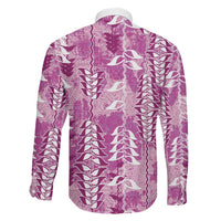 Magenta Hawaii Tapa Pattern Family Matching Tank Maxi Dress and Hawaiian Shirt With Heliconia Vintage Style LT05 - Polynesian Pride