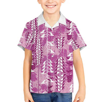 Magenta Hawaii Tapa Pattern Hawaiian Shirt With Heliconia Vintage Style LT05 - Polynesian Pride