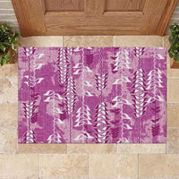 Magenta Hawaii Tapa Pattern Rubber Doormat With Heliconia Vintage Style LT05 Magenta - Polynesian Pride