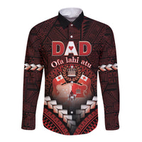 Personalised Tonga Happy Father's Day Long Sleeve Button Shirt Ofa Lahi Atu Dad Polynesian Tribal