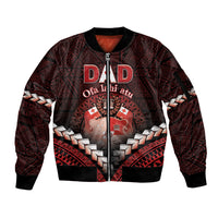 Personalised Tonga Happy Father's Day Sleeve Zip Bomber Jacket Ofa Lahi Atu Dad Polynesian Tribal
