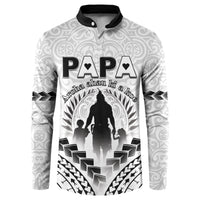 Personalised New Zealand Happy Father's Day Button Sweatshirt Aroha Ahau Ki A Koe Papa Polynesian Tribal LT05 White - Polynesian Pride