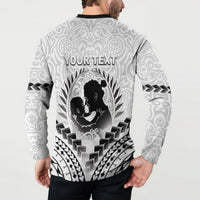 Personalised New Zealand Happy Father's Day Button Sweatshirt Aroha Ahau Ki A Koe Papa Polynesian Tribal LT05 - Polynesian Pride
