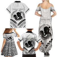 Personalised New Zealand Happy Father's Day Family Matching Summer Maxi Dress and Hawaiian Shirt Aroha Ahau Ki A Koe Papa Polynesian Tribal