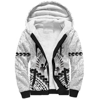 Personalised New Zealand Happy Father's Day Sherpa Hoodie Aroha Ahau Ki A Koe Papa Polynesian Tribal LT05 Unisex White - Polynesian Pride
