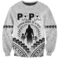 Personalised New Zealand Happy Father's Day Sweatshirt Aroha Ahau Ki A Koe Papa Polynesian Tribal LT05 Unisex White - Polynesian Pride