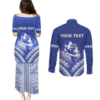 Personalised Samoa Happy Father's Day Couples Matching Puletasi and Long Sleeve Button Shirt Ou Te Alofa Ia Te Oe Tama Dad Polynesian Tribal LT05 - Polynesian Pride