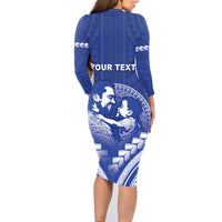Personalised Samoa Happy Father's Day Family Matching Long Sleeve Bodycon Dress and Hawaiian Shirt Ou Te Alofa Ia Te Oe Tama Dad Polynesian Tribal