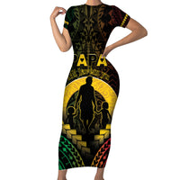 Personalised Vanuatu Happy Father's Day Family Matching Short Sleeve Bodycon Dress and Hawaiian Shirt Mi Lavem Yu Papa Polynesian Tribal