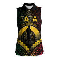 Personalised Vanuatu Happy Father's Day Women Sleeveless Polo Shirt Mi Lavem Yu Papa Polynesian Tribal LT05 Female Reggae - Polynesian Pride