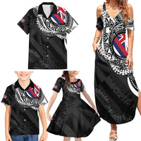 Hawaii Flag Day Family Matching Summer Maxi Dress and Hawaiian Shirt Hawaiian Maile Lei