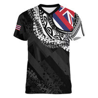 Hawaii Flag Day Women V-Neck T-Shirt Hawaiian Maile Lei