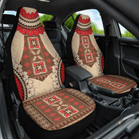 Samoa Language Week Car Seat Cover Samoan Motif With Red Hibiscus LT05 One Size Beige - Polynesian Pride