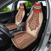 Samoa Language Week Car Seat Cover Samoan Motif With Red Hibiscus LT05 - Polynesian Pride