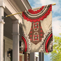 Samoa Language Week Garden Flag Samoan Motif With Red Hibiscus LT05 House Flag Beige - Polynesian Pride