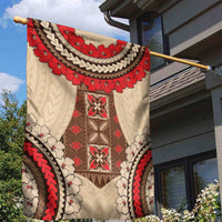 Samoa Language Week Garden Flag Samoan Motif With Red Hibiscus LT05 - Polynesian Pride