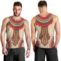 Samoa Language Week Men Tank Top Samoan Motif With Red Hibiscus LT05 - Polynesian Pride