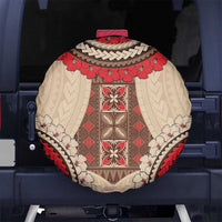 Samoa Language Week Spare Tire Cover Samoan Motif With Red Hibiscus LT05 - Polynesian Pride