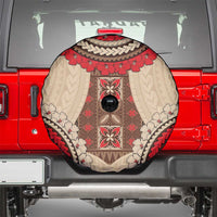 Samoa Language Week Spare Tire Cover Samoan Motif With Red Hibiscus LT05 - Polynesian Pride
