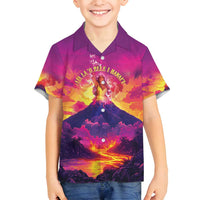 Hawaii Kilauea Volcano Family Matching Long Sleeve Bodycon Dress and Hawaiian Shirt There Is Pele Goddess Of The Volcano LT05 Son's Shirt Purple - Polynesian Pride