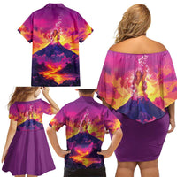 Hawaii Kilauea Volcano Family Matching Off Shoulder Short Dress and Hawaiian Shirt There Is Pele Goddess Of The Volcano - Polynesian Pride
