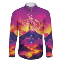 Hawaii Kilauea Volcano Family Matching Tank Maxi Dress and Hawaiian Shirt There Is Pele Goddess Of The Volcano LT05 Dad's Shirt - Long Sleeve Purple - Polynesian Pride