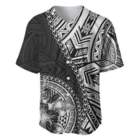 Hibiscus With Black Austronesian Tattoo Pattern Baseball Jersey LT05 Black - Polynesian Pride