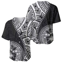 Hibiscus With Black Austronesian Tattoo Pattern Baseball Jersey LT05 - Polynesian Pride
