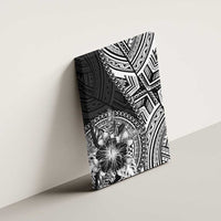 Hibiscus With Black Austronesian Tattoo Pattern Canvas Wall Art - Polynesian Pride